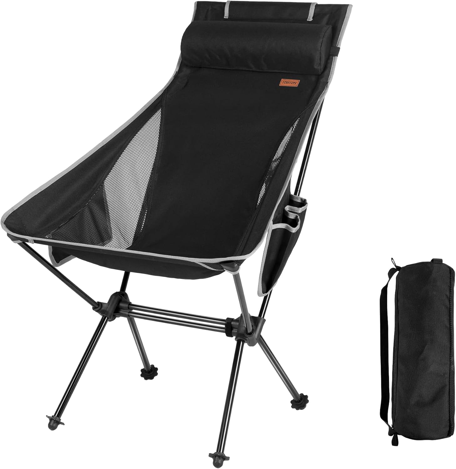 TOBTOS Ultralight High Back Camping Chair, Lightweight Folding Chairs with Headrest, Portable Compact for Outdoor Camp, Hiking, Picnic, Backpacking