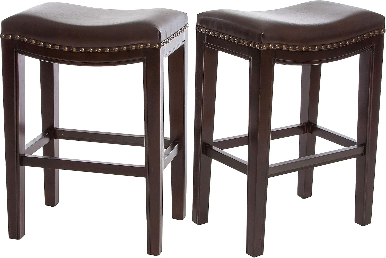Christopher Knight Home Jaeden Backless Faux Leather Counter Stool, 2-Pcs Set, Brown