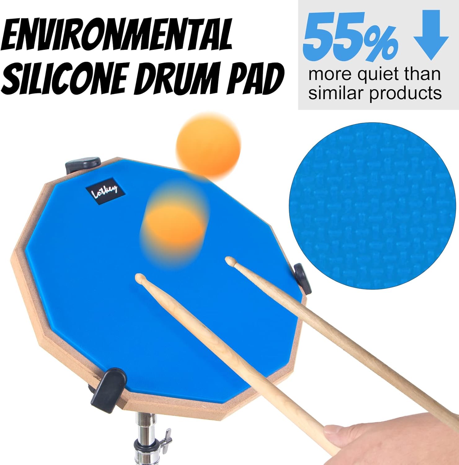 Drum Practice Pad Set, Lotkey 12
