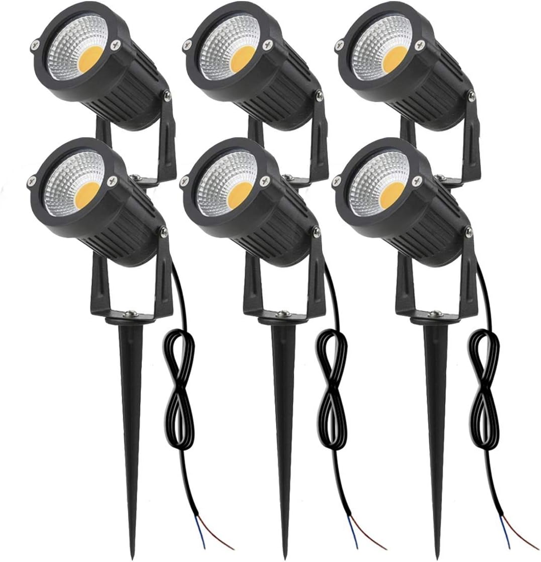 Sunriver Low Voltage Landscape Lights Led Landscape Lighting 6W Outdoor Landscape Lights 12V 24V Waterproof Landscape Spotlights for Yard, Lawn, Garden(6 Pack Warm White)