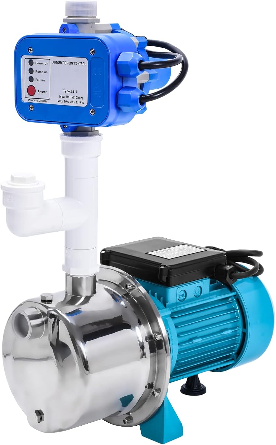 Water Booster Pump for House, Haoguo 3/4 HP Dual Appliaction Jet Pump to Increase Water Flow and Pressure, for Bathroom Sprinkler Faucet Irrigation