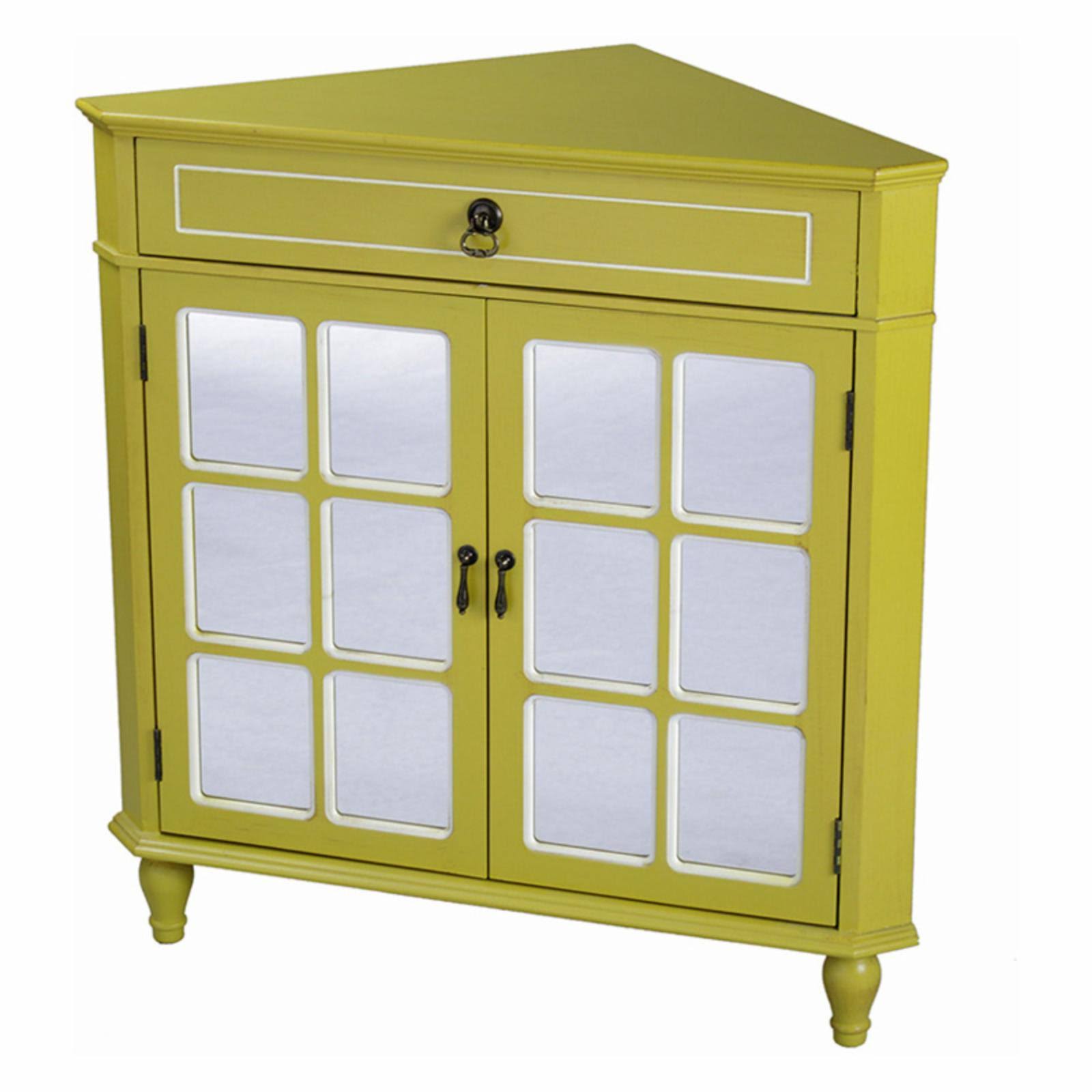 Heather Ann Creations 1 Drawer 2 Door Acccent Cabinet, Yellow