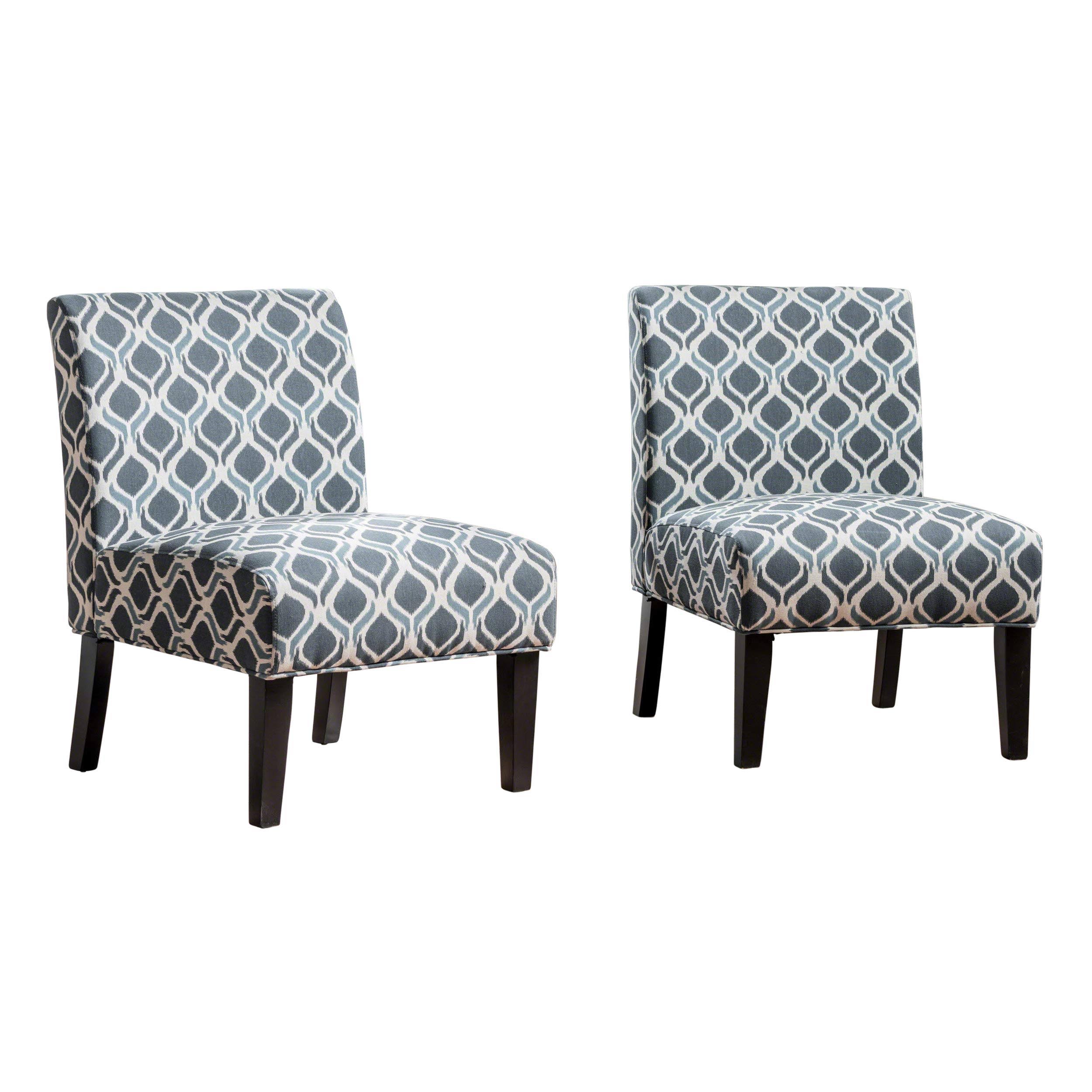 Kendal Blue/ Navy Fabric Accent Chair (Set of 2)
