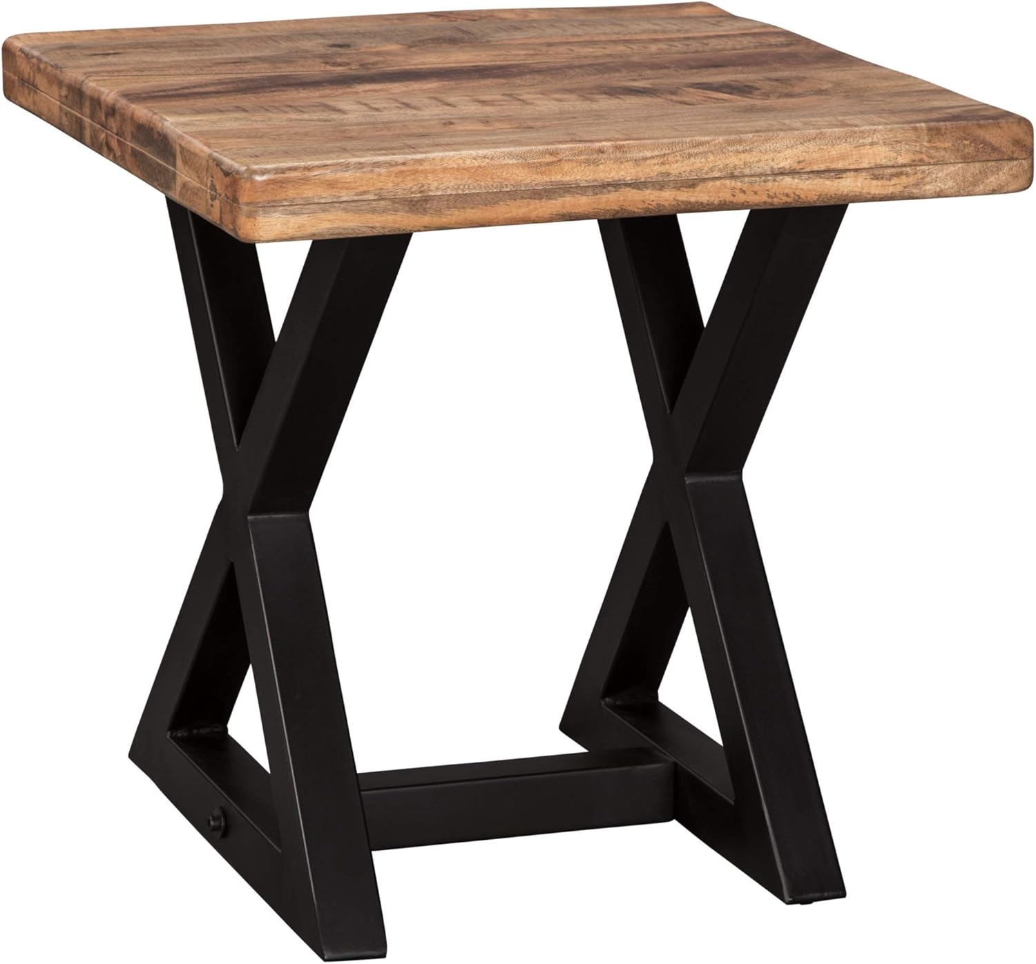 Signature Design by Ashley Wesling Urban Square End Table with Mango Wood Top, Light Brown & Black