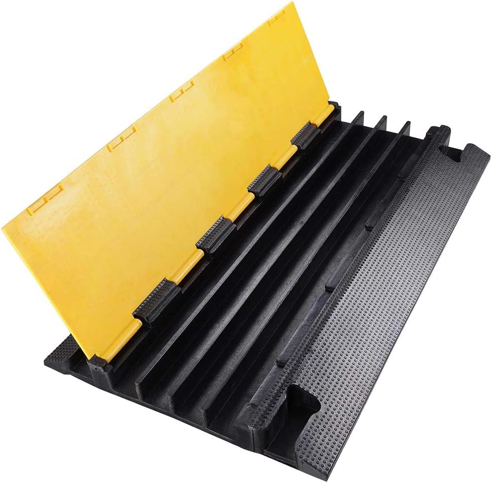 Yescom 4 Channel Cable Ramp Floor Cover Beach Pool Cord Protector Wire Guard Warehouse Traffic Driveway Speed Bumps 55000lbs Pack of 2