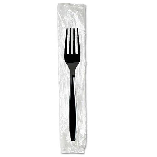 Dixie Individually Wrapped Forks, Plastic, Black, 1000/Carton