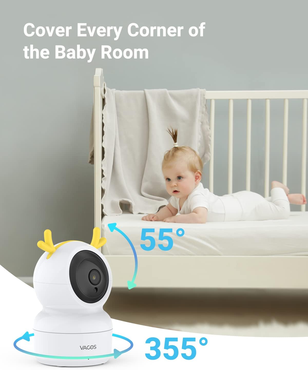 Vacos Video Baby Monitor with Camera and Audio - Baby Camera Monitor No WiFi with 720P 5