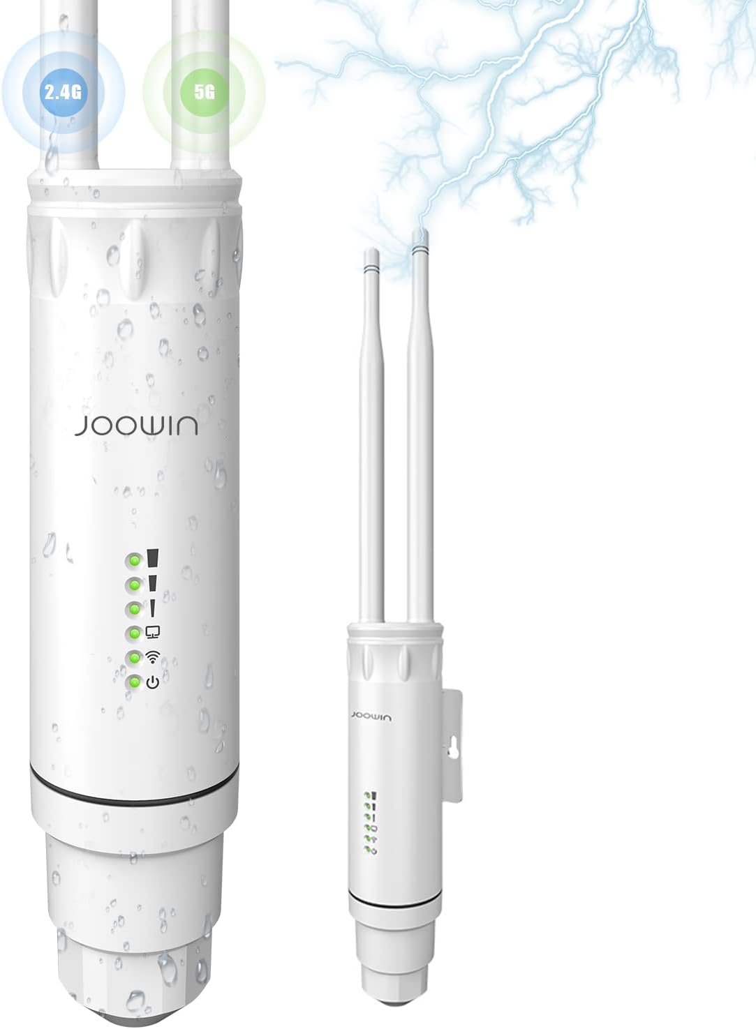 JOOWIN WiFi Extender 1200Mbps Wireless Signal Booster for Home Dual Band 2.4& 5GHz WiFi Booster, Wall-Through 360° Full WiFi Coverage w/ 4 Antennas, Easy Setup WiFi Repeater for Smart Home Devices Pack of 2