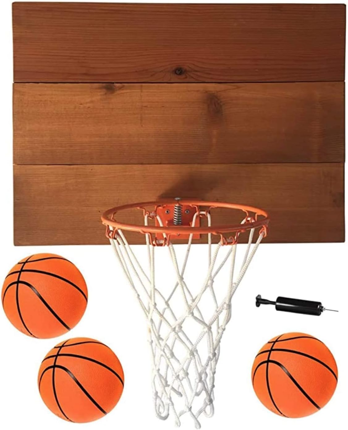 Cali Kiwi Pros Indoor Basketball Wood Backboard, for Wall Made with American Cedar. Includes 9” Hoop, Net & 3 Mini Basketballs & Hand Pump + 5 Bonus Balls Pack of 2