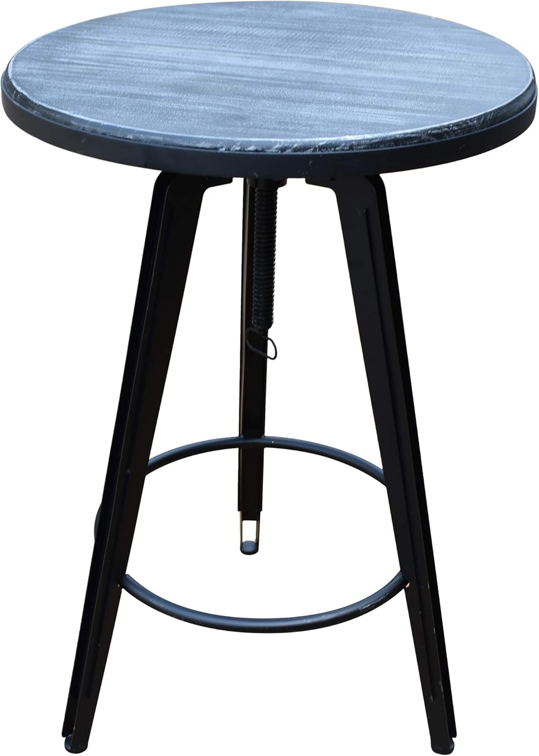 Christopher Knight Home Clem Swiveling Iron Bar Table with Firwood Seat, Black and Brushed Dark Gray