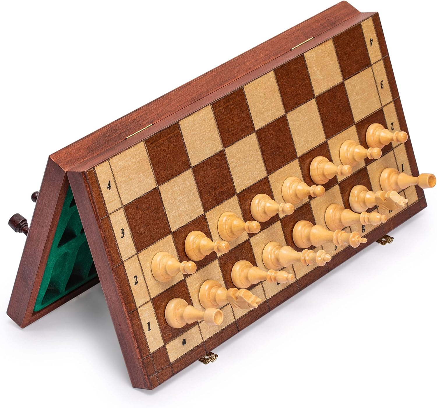 Husaria Large Magnetic Wooden Chess Game Set with 15-Inch Folding Board and Felt-Bottom Schima Wood Chessmen Pack of 2