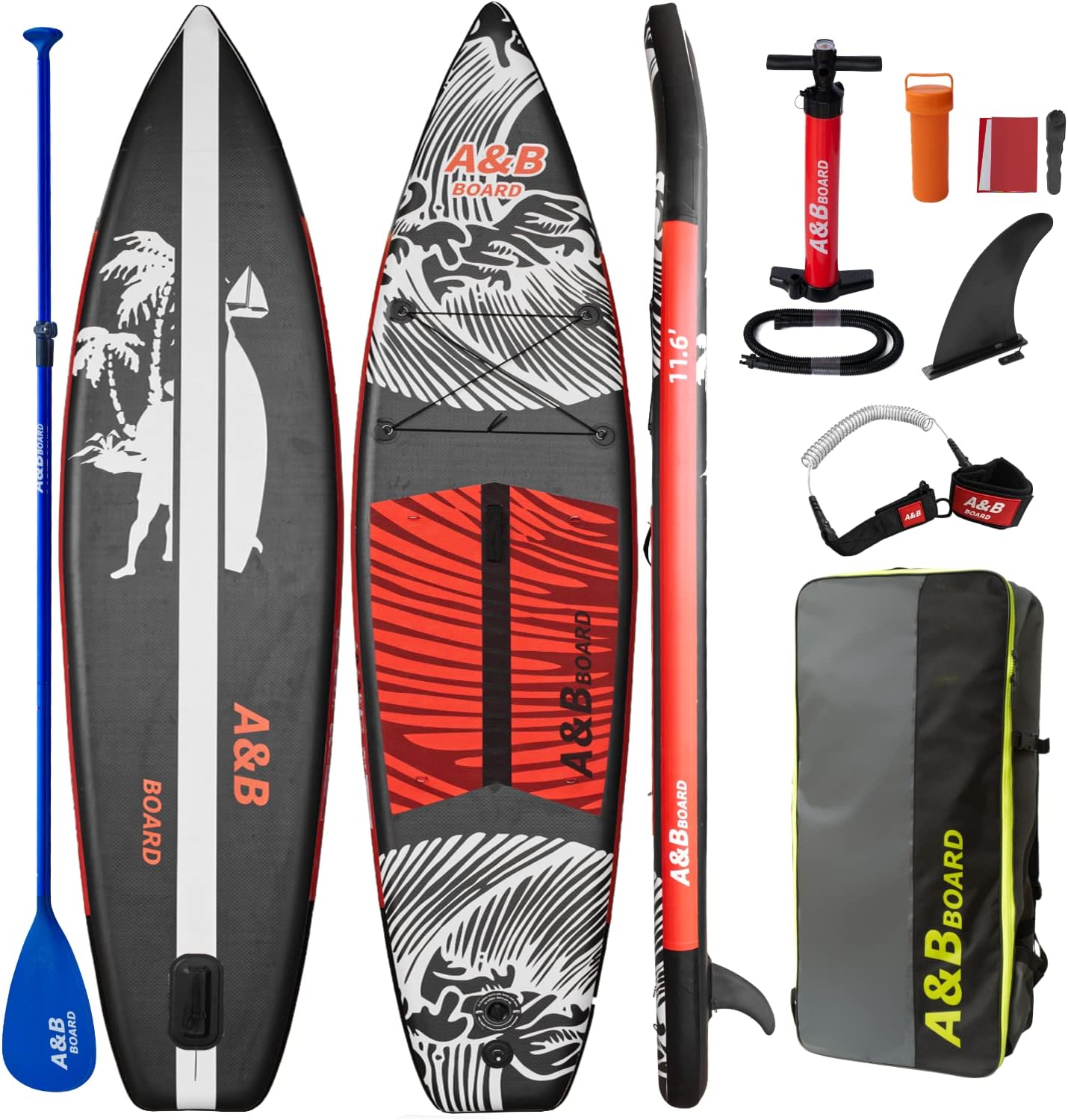 A&BBOARD Inflatable SUP Stand Up Paddle Board，10'6''x32''x6'' Paddle Board Accessories Paddle Board Standing for Youth & Adult, for All Skill Levels