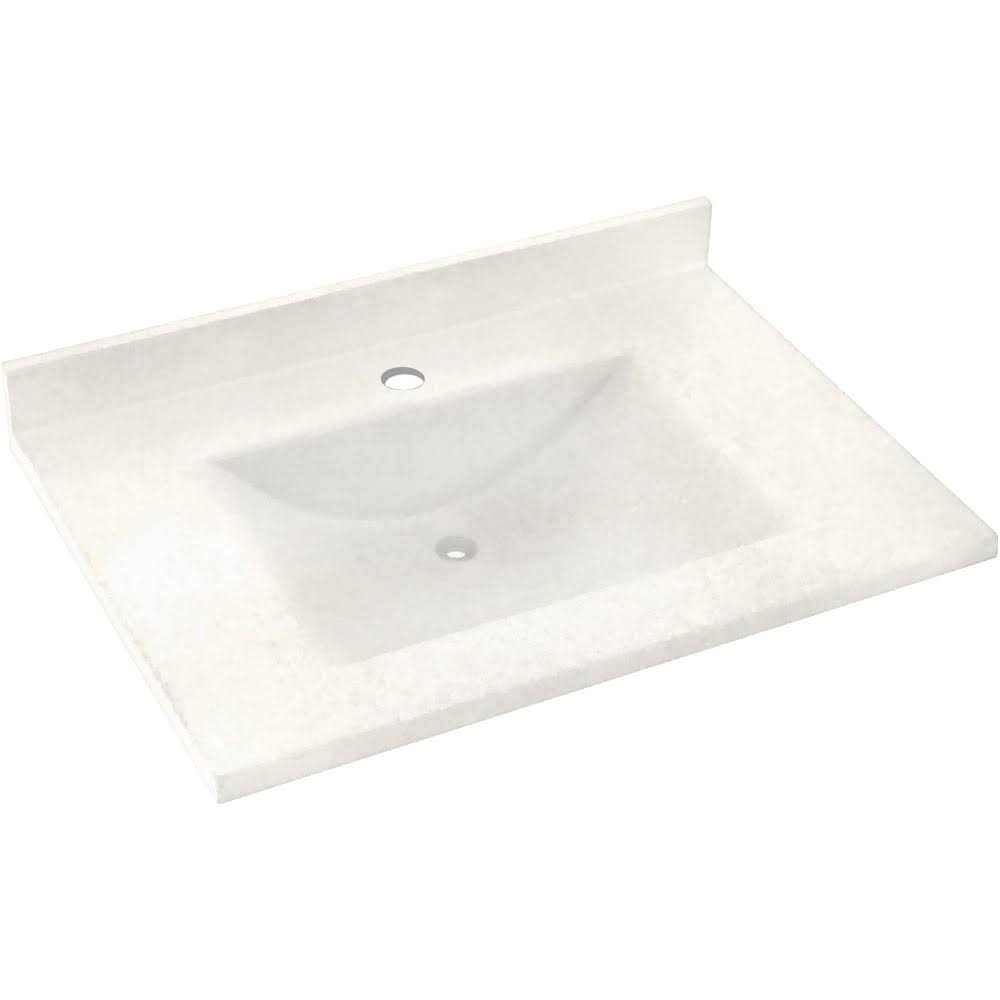 Swan Contour Solid Surface 25-in x 22-in Vanity Top in Tahiti Ivory