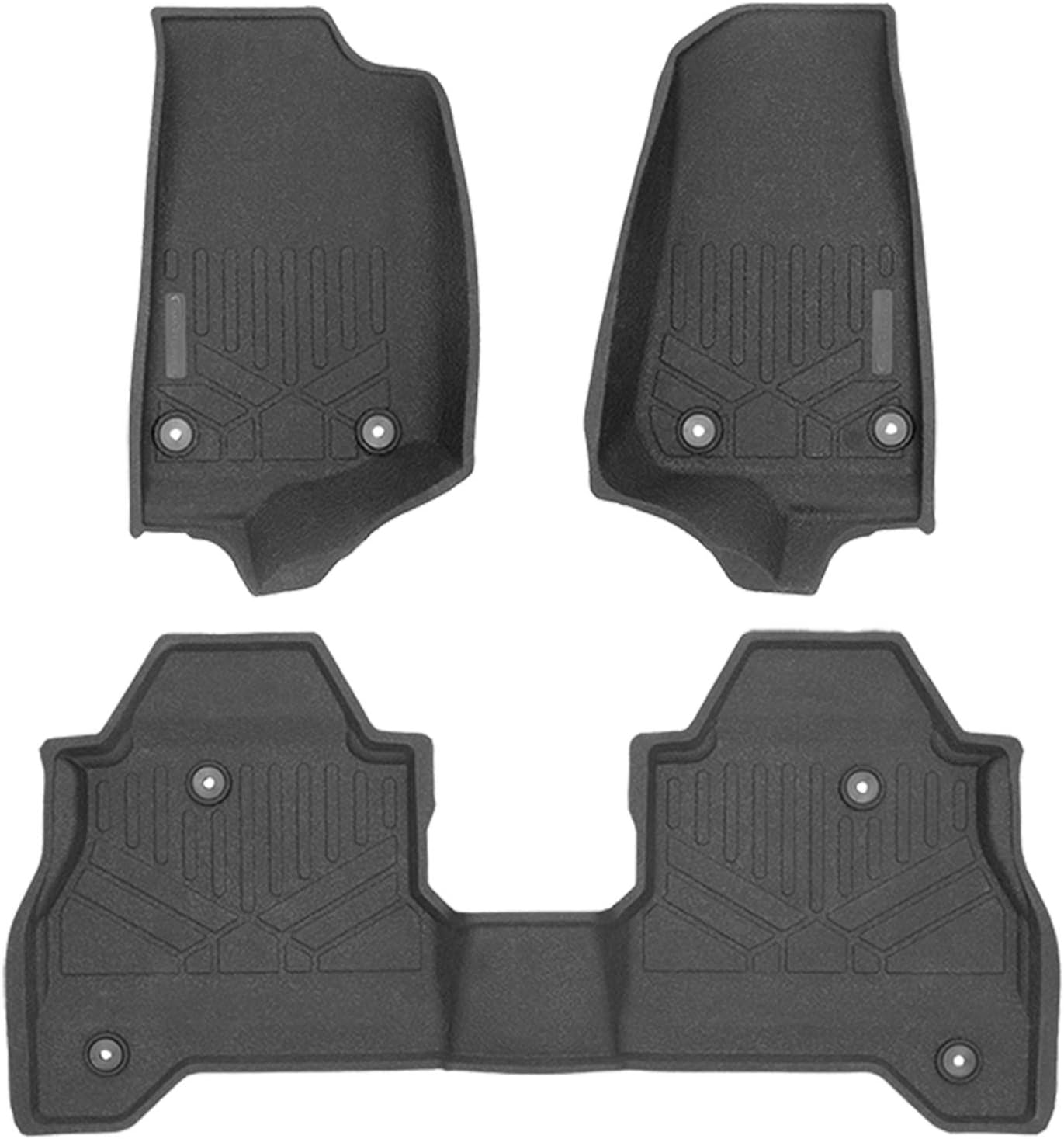 SMARTLINER All Weather Heavy Duty Custom Fit Rubber Floor Mats 2 Row Liner Set Black for 2020-2023 Jeep Gladiator