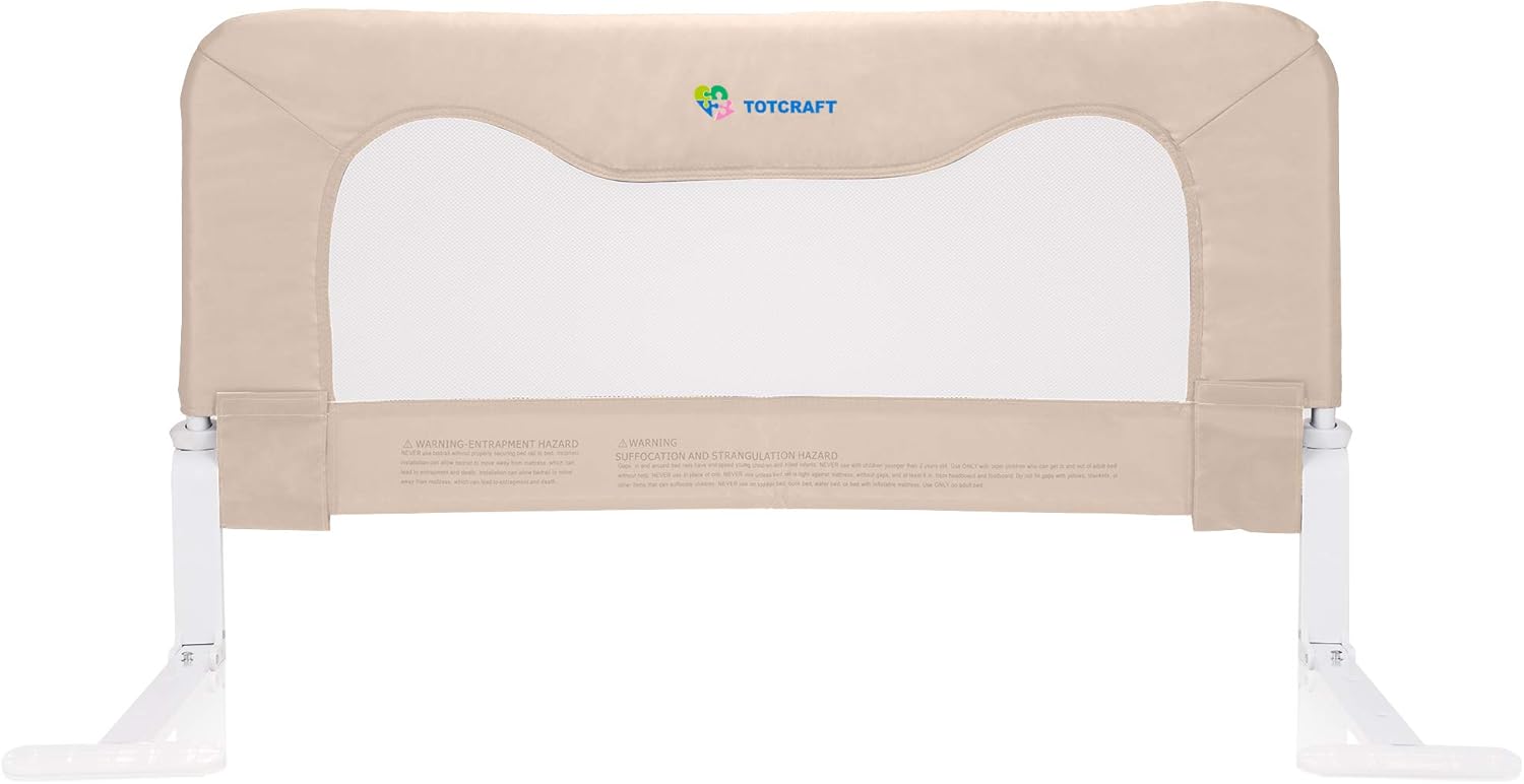 Bed Rails for Toddlers &Infants – Kids Bed Safety Guard rail –Toddler Bed Rails for Twin, Full Size, Queen &King Mattress – baby bed rail For children – Extra Long Crib rail Guard -Beige (59L19.5H in) Pack of 2