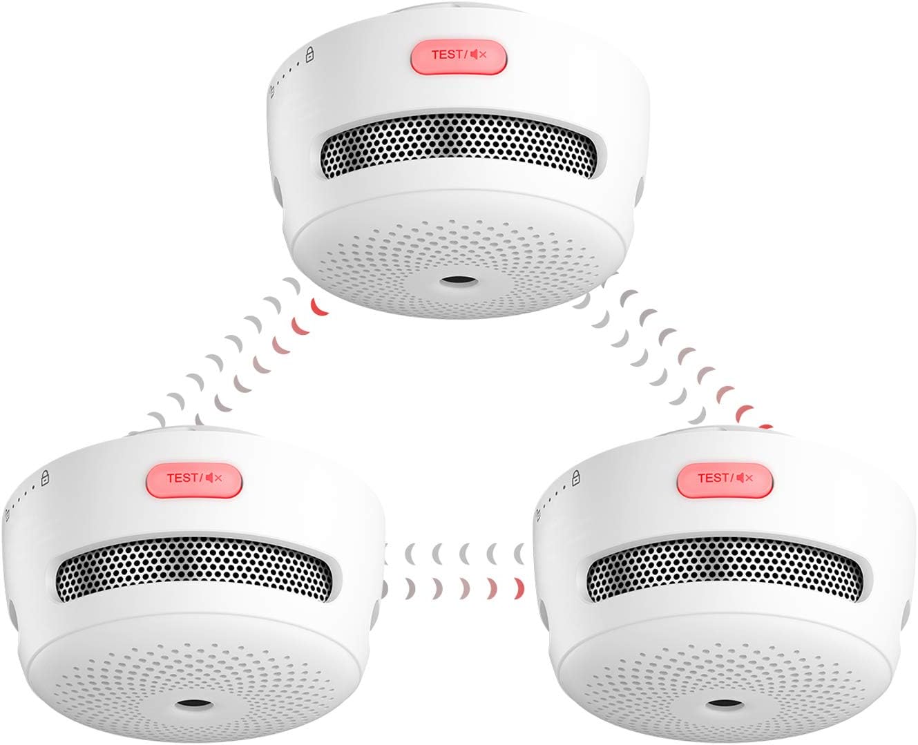 X-Sense Wireless Interconnected Smoke Alarm Detector with Over 820 ft Transmission Range, Replaceable Battery-Operated Mini Fire Alarm, XS01-WR, 3-Pack Pack of 2