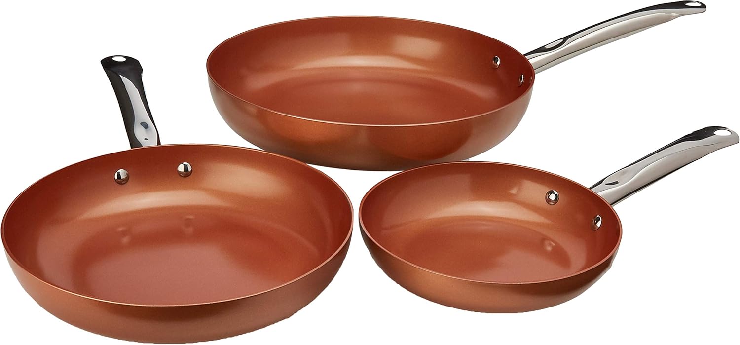 Copper CHef 3-Piece Non-Stick Fry Pan Set, 8 Inch, 10 Inch, and 12 Inch Pack of 2