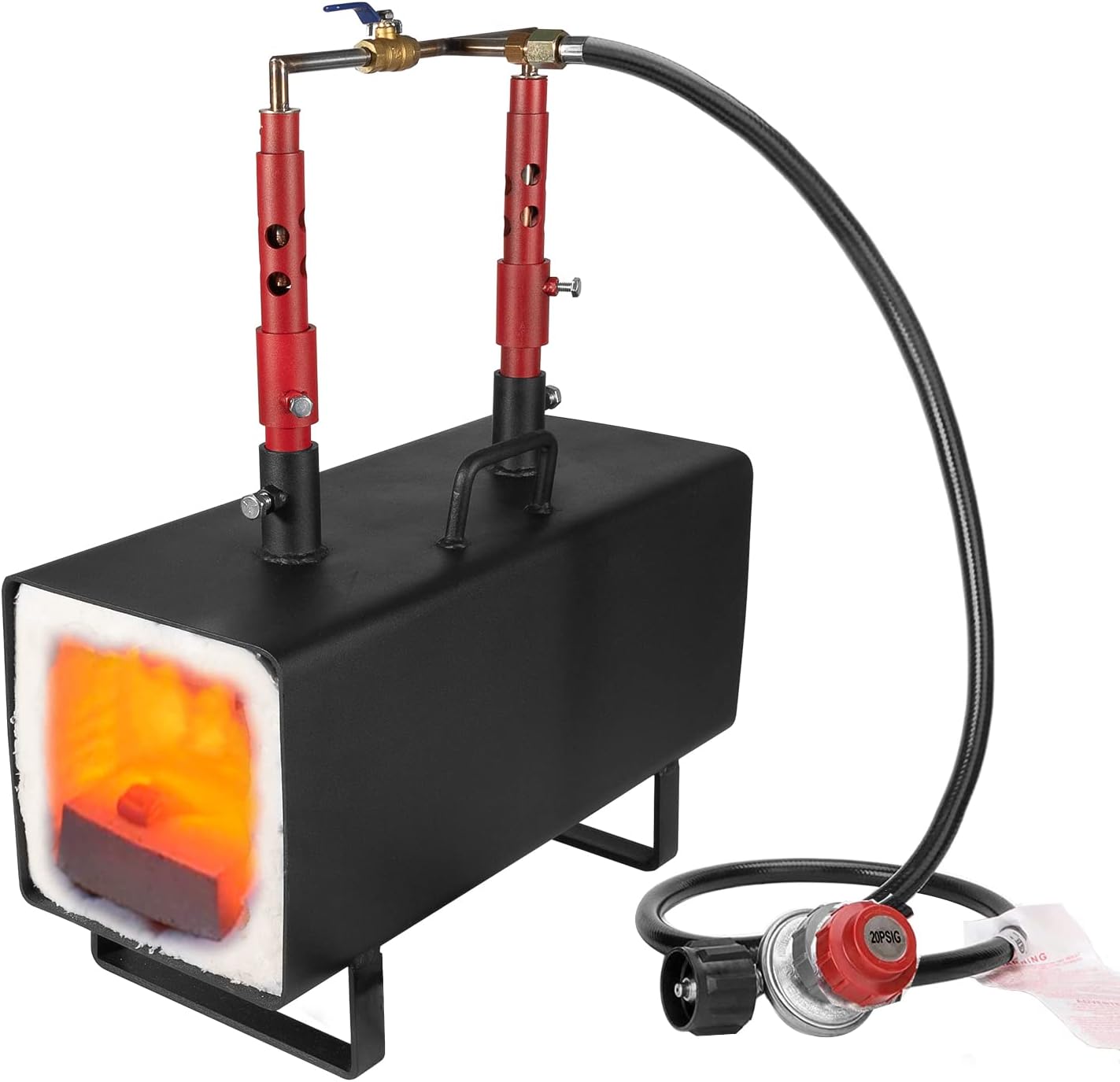 Yoursme Propane Gas Forge Portable, Double Burner Blacksmithing Forge Large Capacity Forge, Square Propane Burner Forge for Farrier, Knife and Tool Making