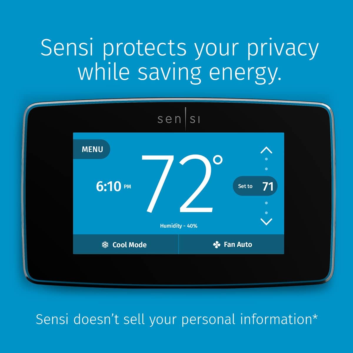 Emerson Sensi Touch Wi-Fi Smart Thermostat with Touchscreen Color Display, Works with Alexa, Energy Star Certified, C-wire Required, ST75 Black 5.625
