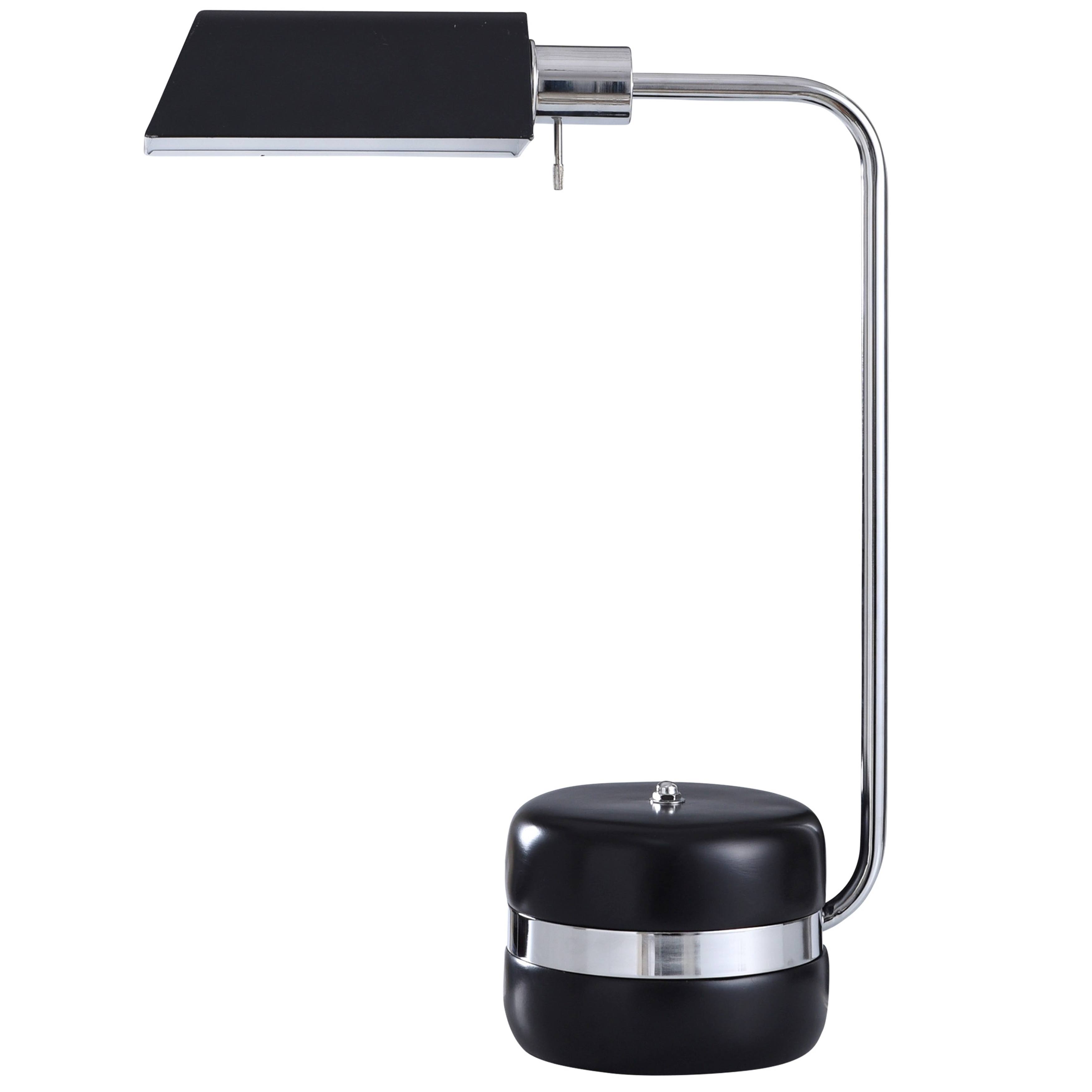 Stylecraft Drayton 23 in. Black, Brushed Steel Table Lamp