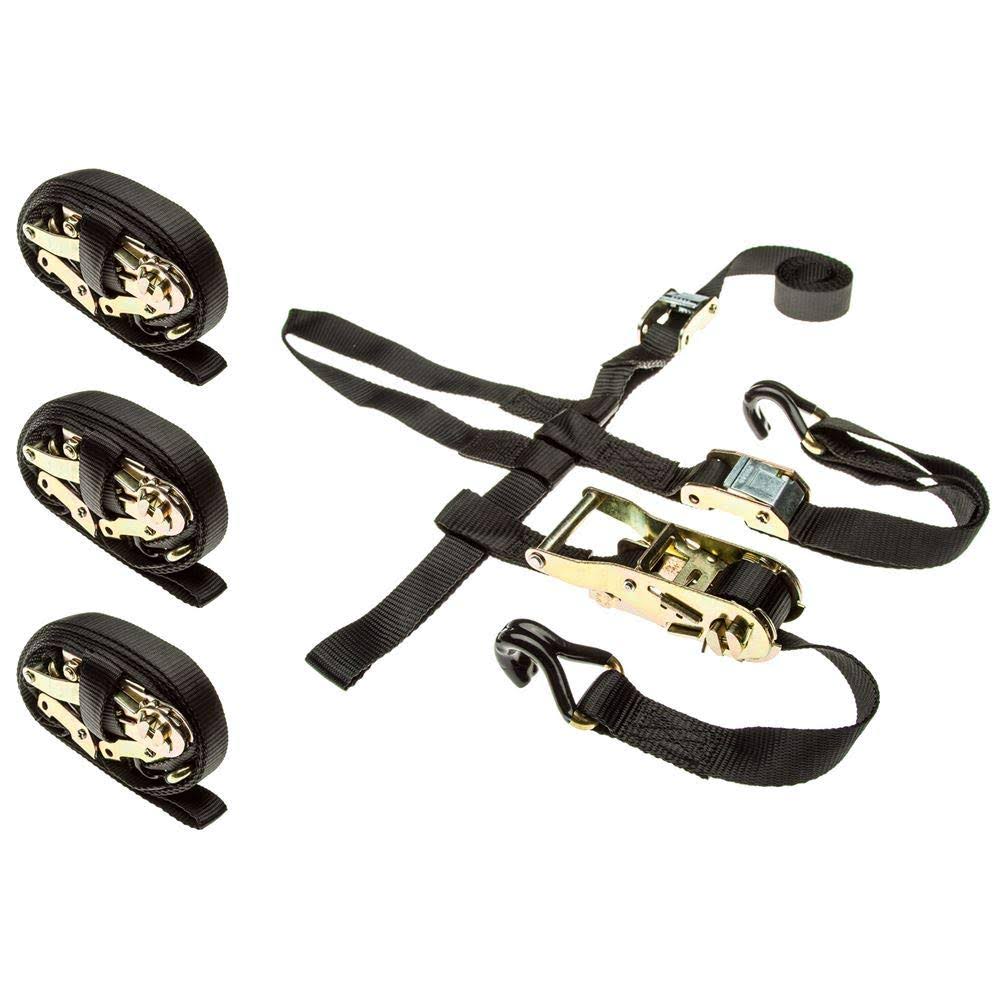4-Pack of ATV or UTV Wheel Anchor Bonnet Ratcheting Tie-Down Straps