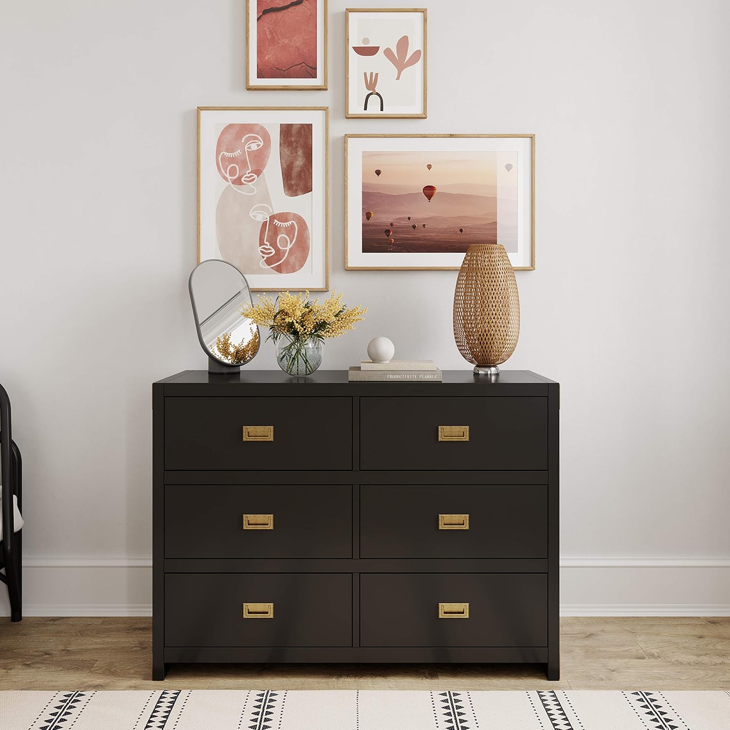 Baby Relax Miles 6-Drawer, Nursery Furniture, Black Wood Dresser