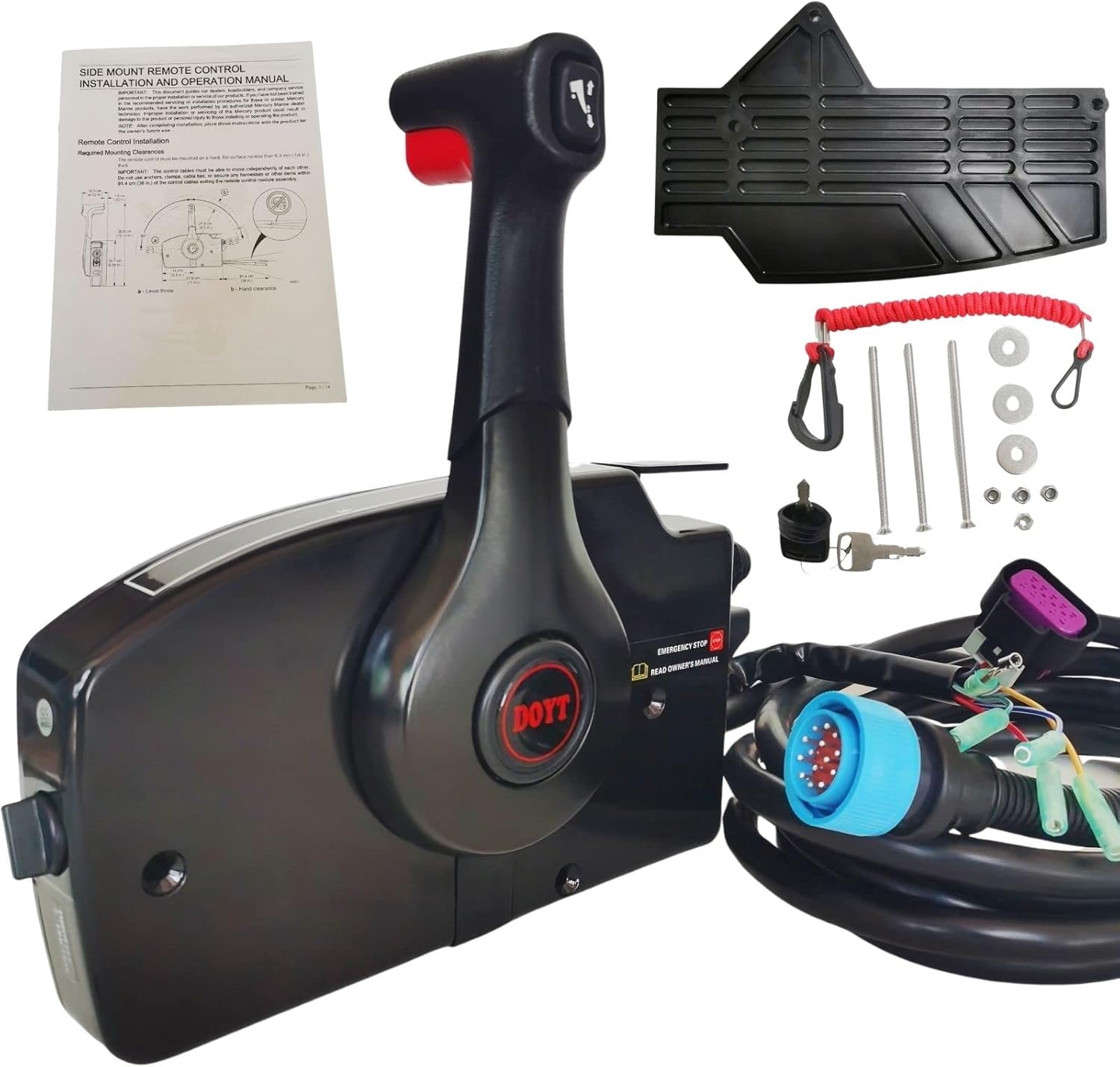 Replace Mercury Outboard Mechanical Side Mounted 881170a13 Remote Control Box 14 Pin 15FT Harness