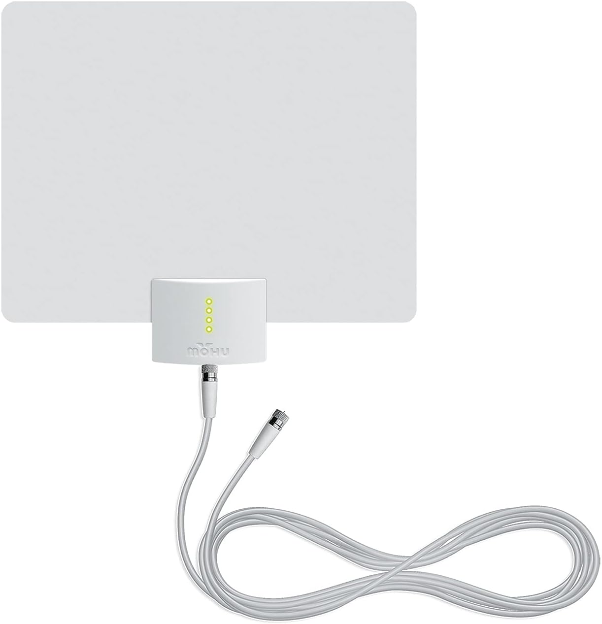 Mohu® Leaf® Ultimate V3 Amplified Indoor HDTV Antenna, Signal Indicator, 60-Mile Range, UHF/VHF Multi-Directional, Paper-Thin, 16 ft. Coaxial Cable, 15dB Preamplified, Reversible, 4K-Ready, MH-110153 Pack of 2