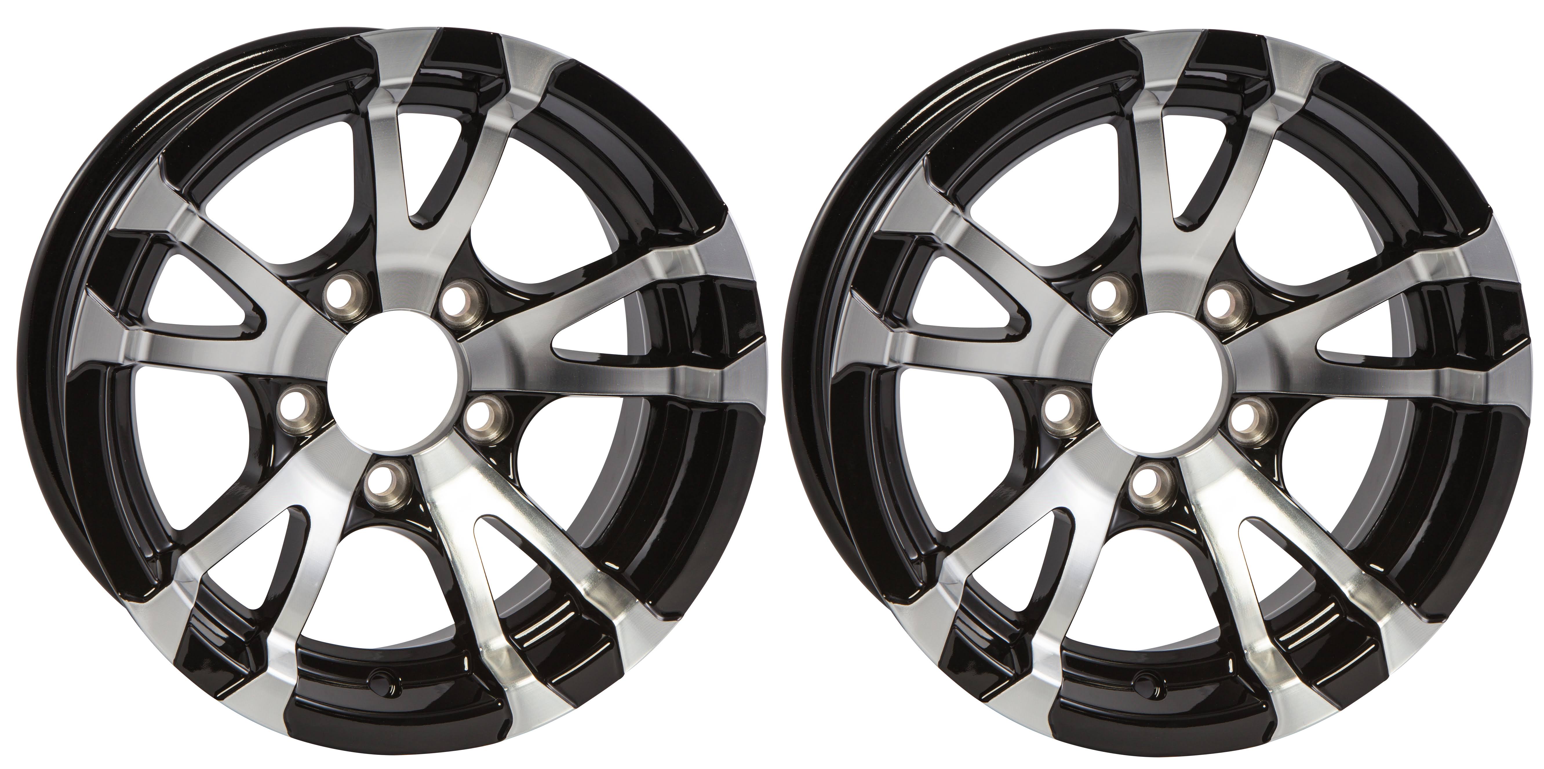 Two Aluminum Trailer Rims Wheels 5 Lug 15x22 Avalanche V-Spoke / Black