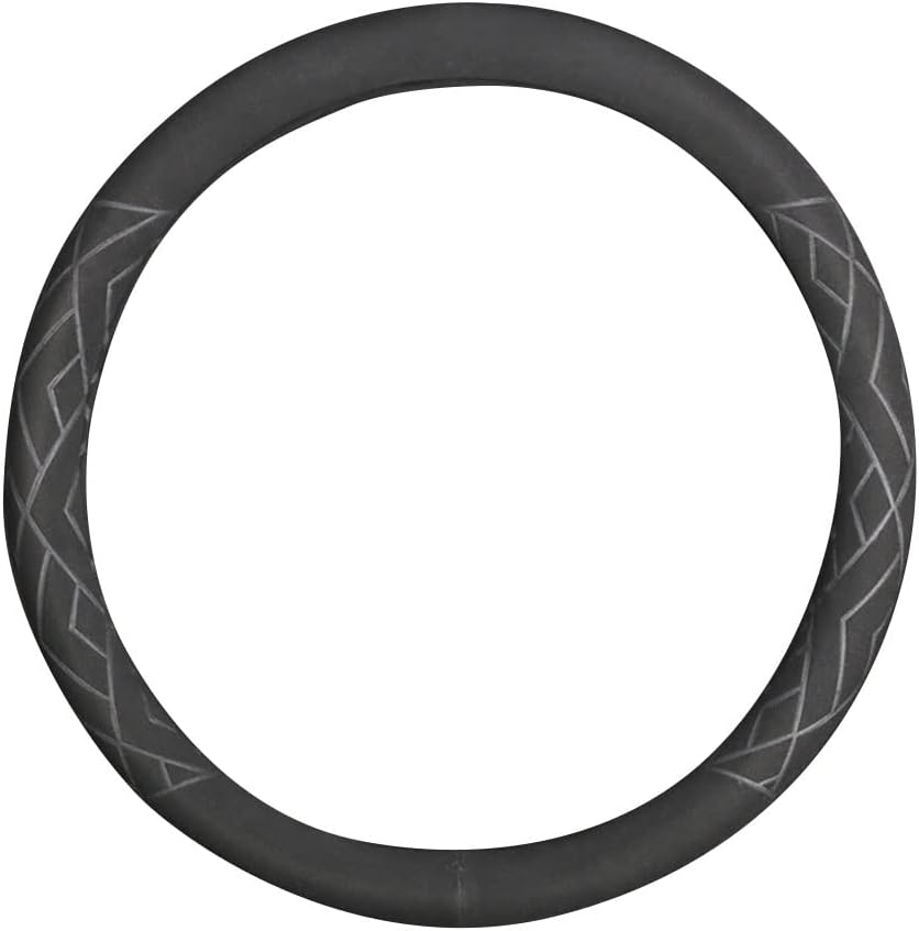 BuilLLin Suede Steering Wheel Cover Non-Slip Leather Auto Interior Accessories Fitting 15-inch Universal (Black)