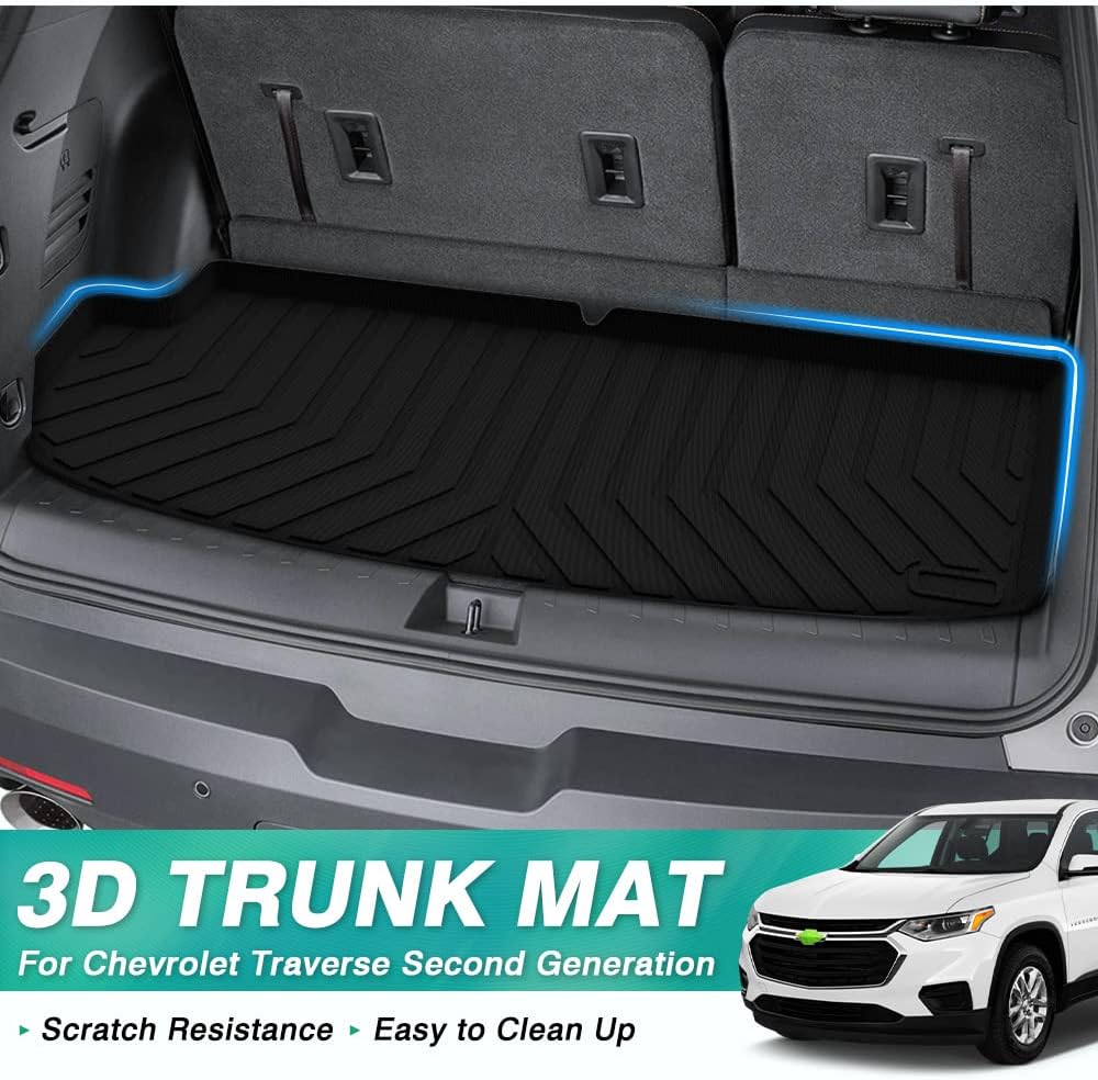 Mixsuper Custom Fit for Cargo Liner 2018-2022 Chevrolet Traverse Behind The 3rd Row Seats Trunk Liner Traverse Accessories All Weather Rear Cargo Trunk Floor Mat