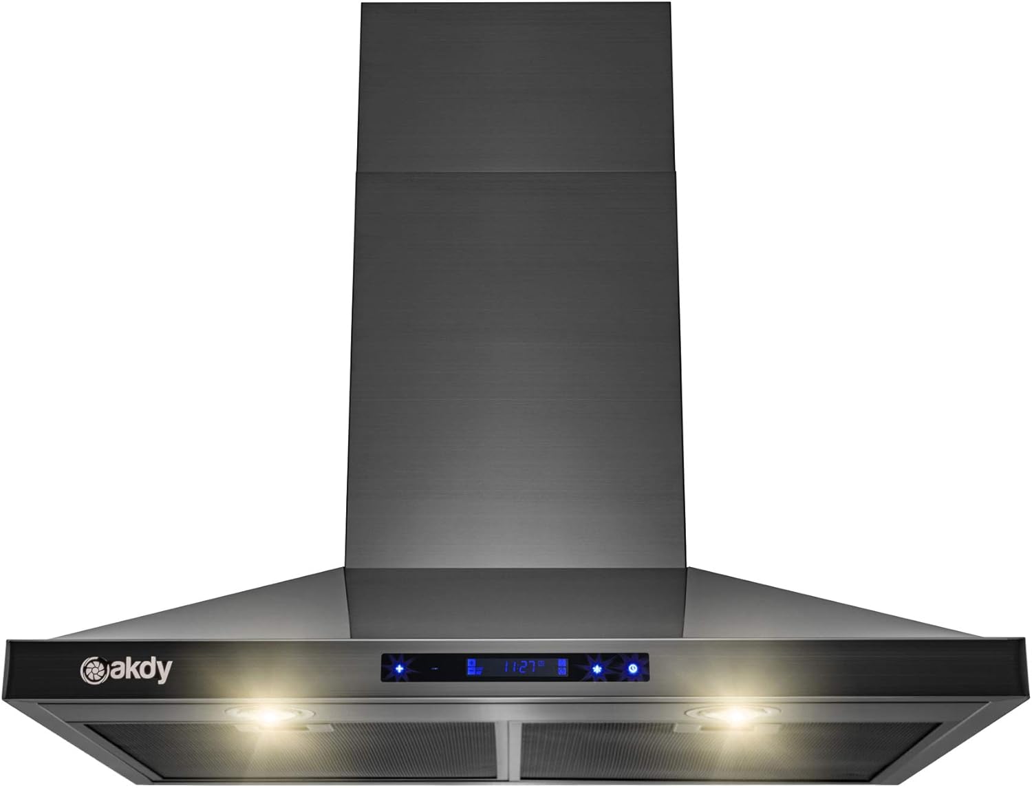AKDY 30 in. 343 CFM Convertible Wall Mount Black Stainless Steel Kitchen Range Hood with Touch Panel and Carbon Filters