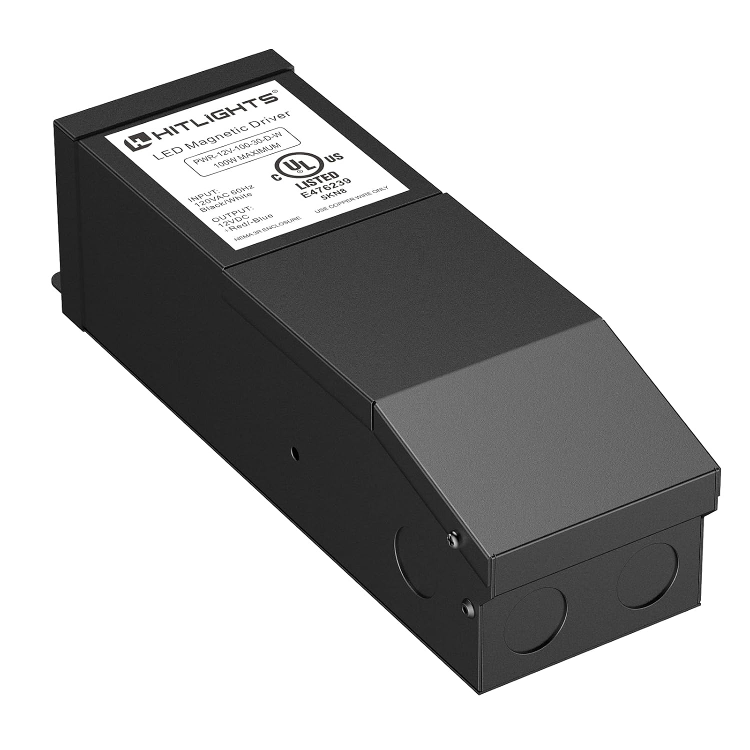 HitLights Dimmable LED Driver Transformer 100W, Magnetic Power Supply, 110V AC to 12V DC, Compatible with Lutron＆Leviton Dimmer, LED Strip Lights, Other Low Voltage Lighting Projects