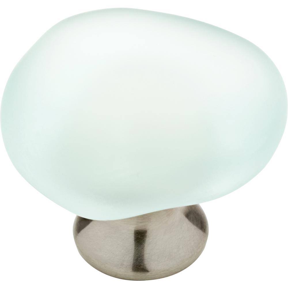 Liberty 1-1/2 in. (38mm) Satin Nickel and Natural Aqua Sea Glass Cabinet Knob (25-Pack) P31017C-MUL-K2