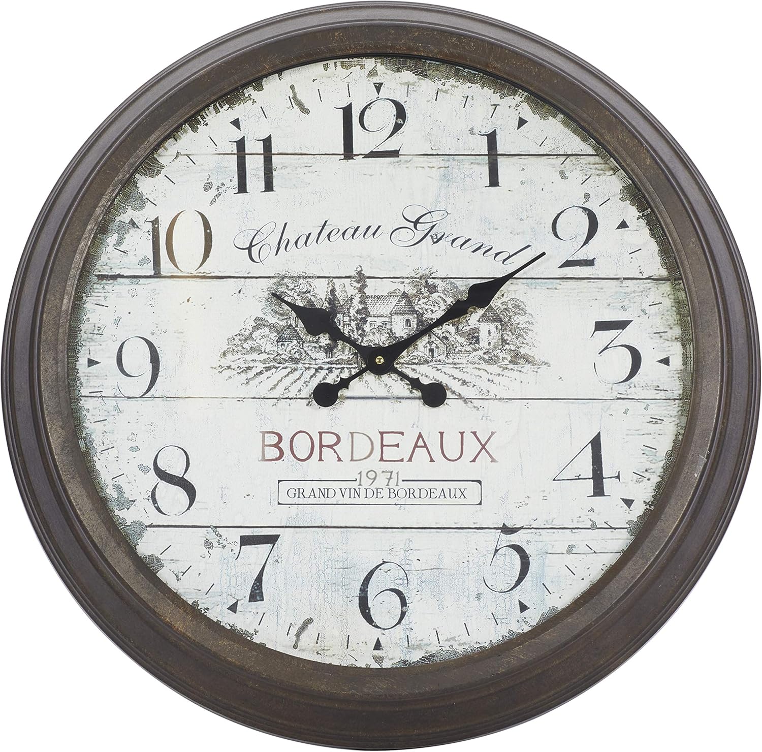 Deco 79 Metal Wall Clock with Dial Face of 1971 Bordeaux Clock