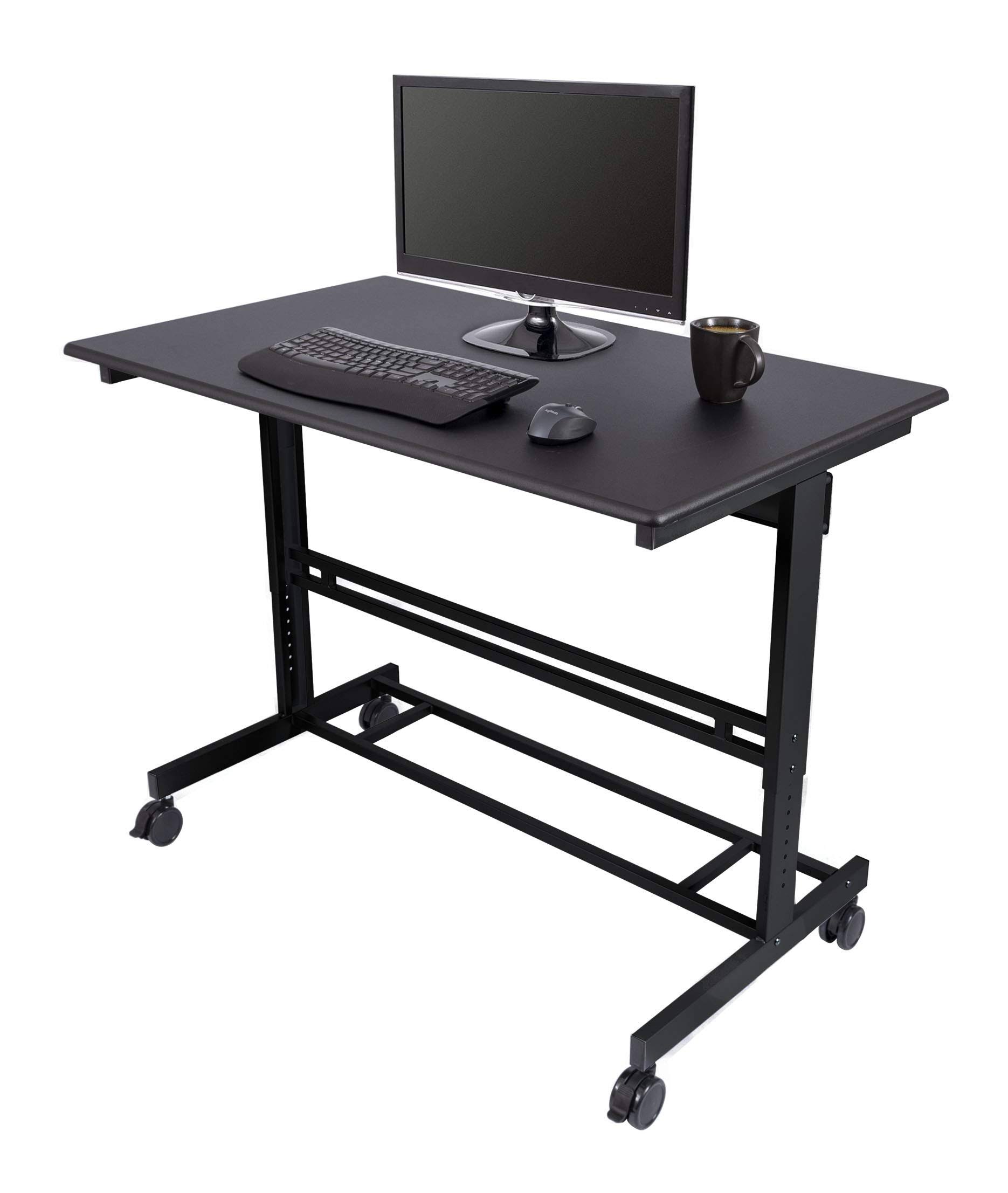 Stand Up Desk Store Rolling Adjustable Height Standing Desk Computer Workstation (Black, 48x22 wide)