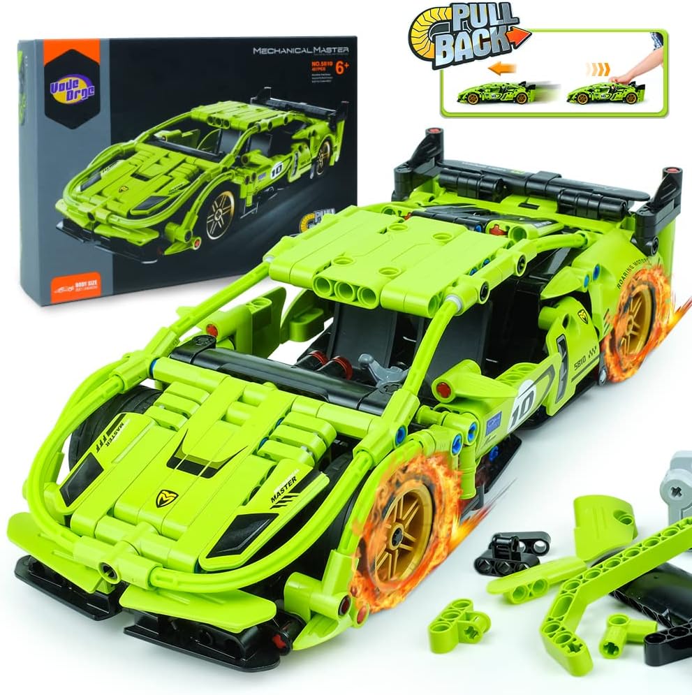 VodeDrge STEM Building Toys for Kids, Car Model Toys for Boys 8-12, Toys for 6 Years Old Boys, Erector Set for Boys Age 6-12, Pull Back Model Car Kits for Kids, 457PCS DIY Building Blocks Race Car