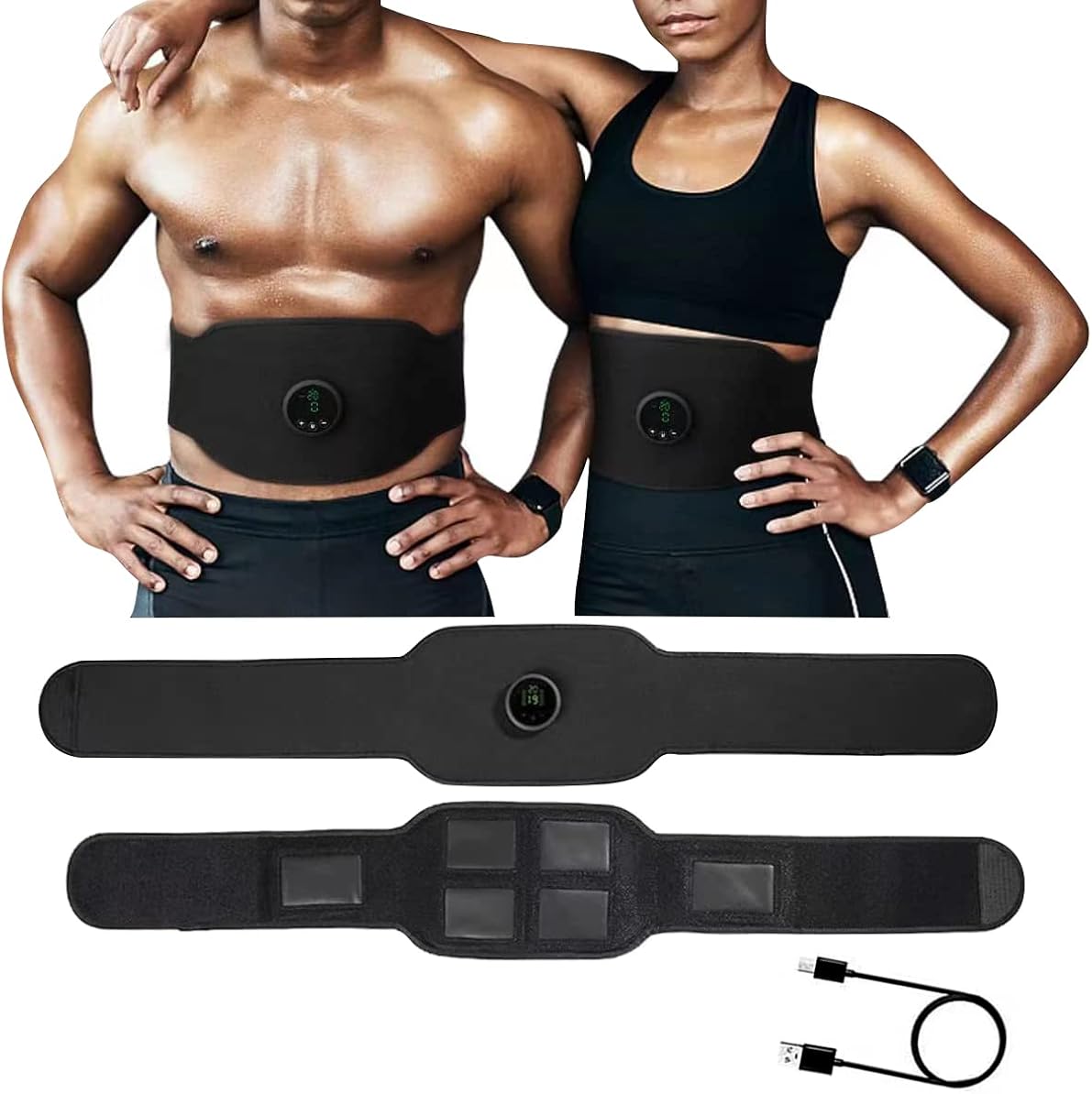 Abs Stimulate Ab Workout Abdominal Flex Toner Belt Waist Trainer Fitness Trimmer for Home & Office Black