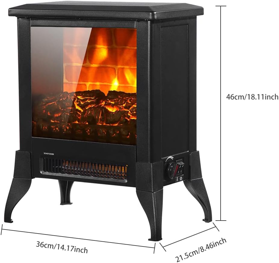 Portable Electric Fireplace Heater 1400w Freestanding Fireplace with Ntc Temperature Control Knob