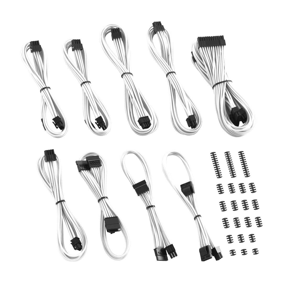 CableMod C-Series Classic ModFlex Sleeved Cable Kit for Corsair RM Black Label/RMi/RMX (White) Pack of 2