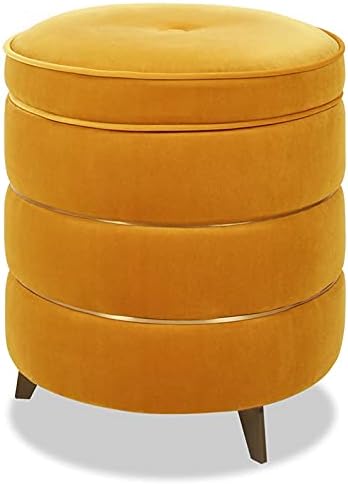 Jennifer Taylor Home Midas Round Accent Storage Ottoman Rich Yellow