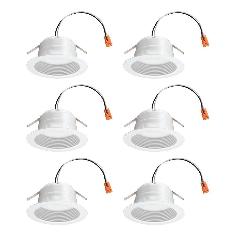 Juno 4-in 65-Watt Equivalent Matte White Round Dimmable Recessed Downlight (6-Pack)