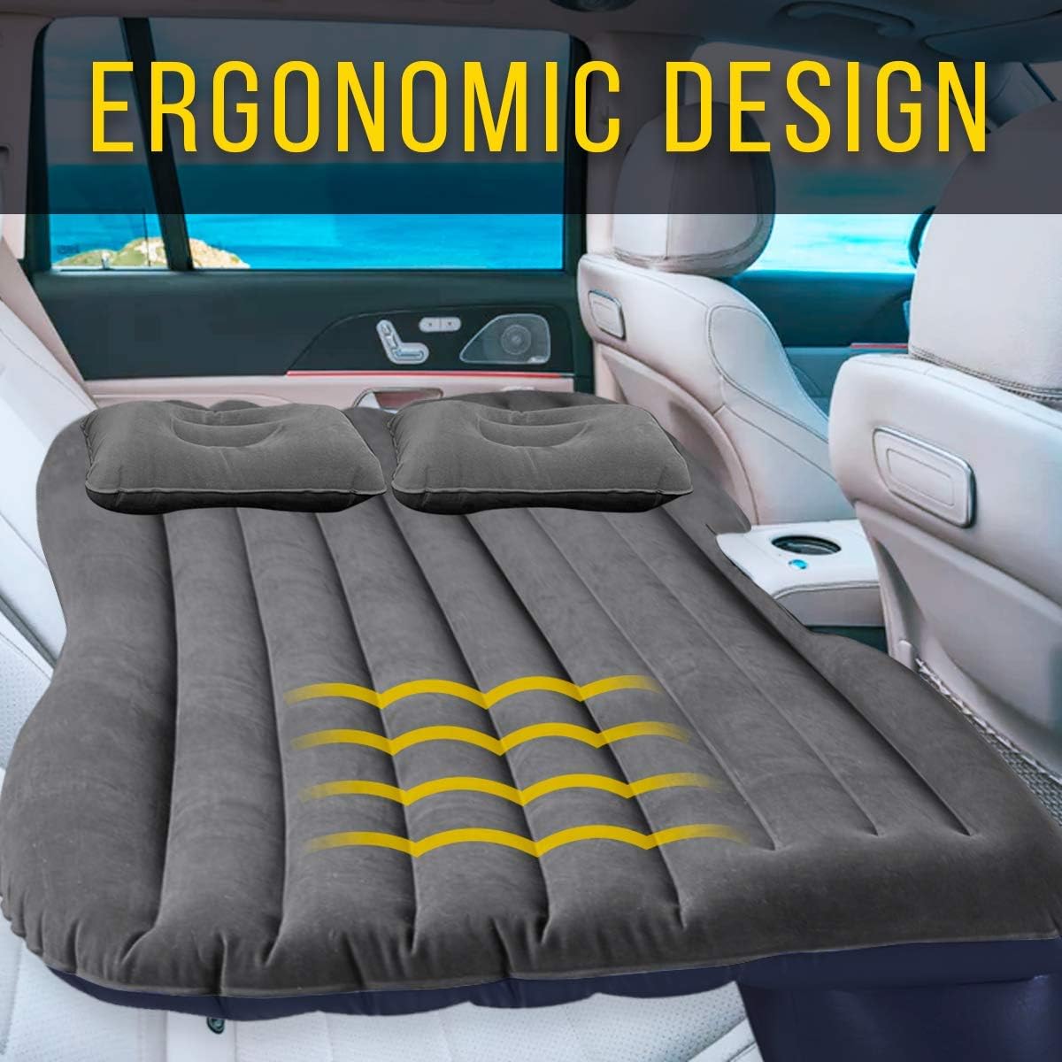 Truck and Car Air Mattress - Zento Deals Backseat Bed for Car - Premium Quality Portable Car Mattress with 2 Pillows Universal fit - Car Inflatable Mattress