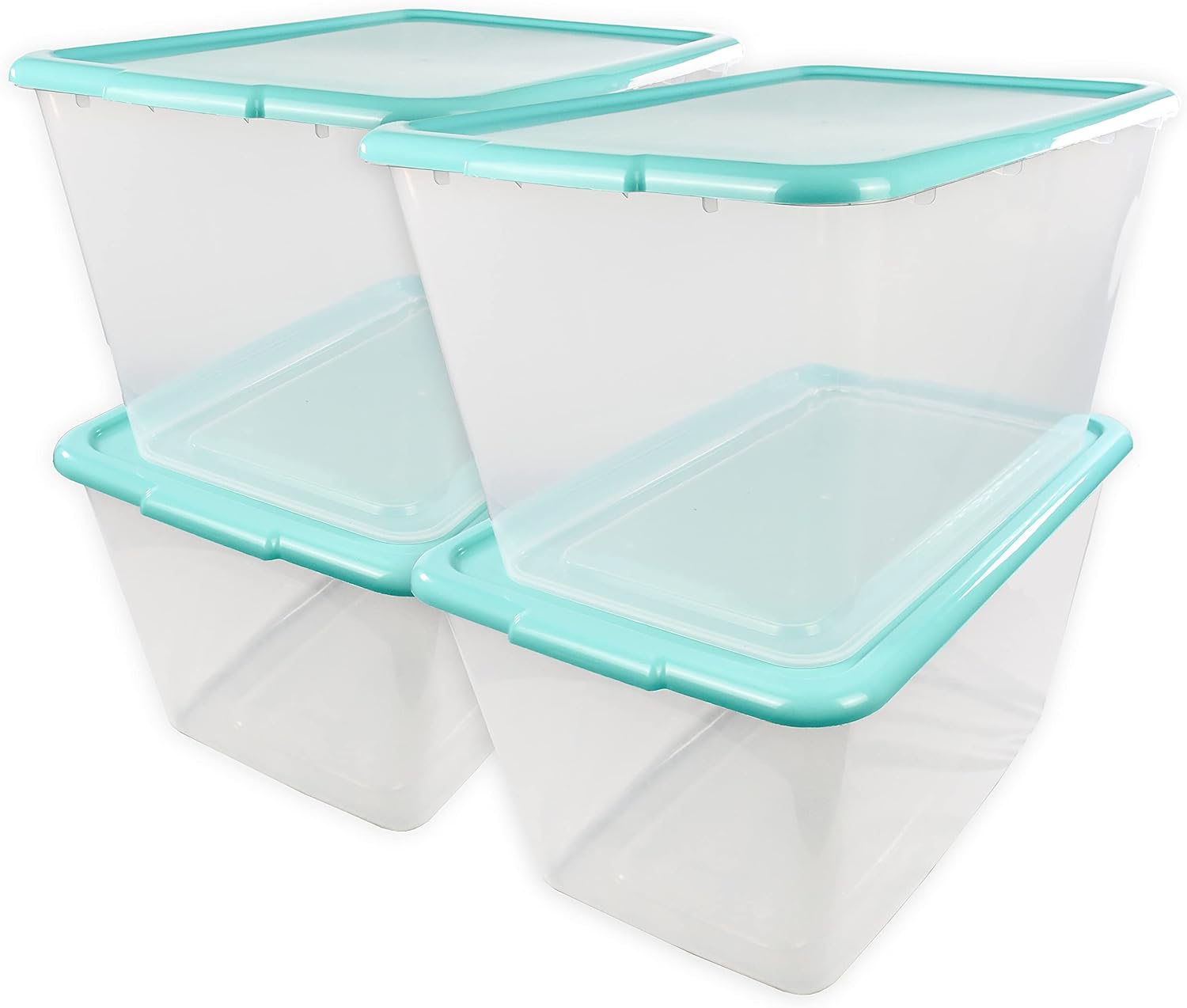 SimplyKleen 14.5-gal. Reusable Stacking Plastic Storage Containers with Lids, Red/Clear (Pack of 4)