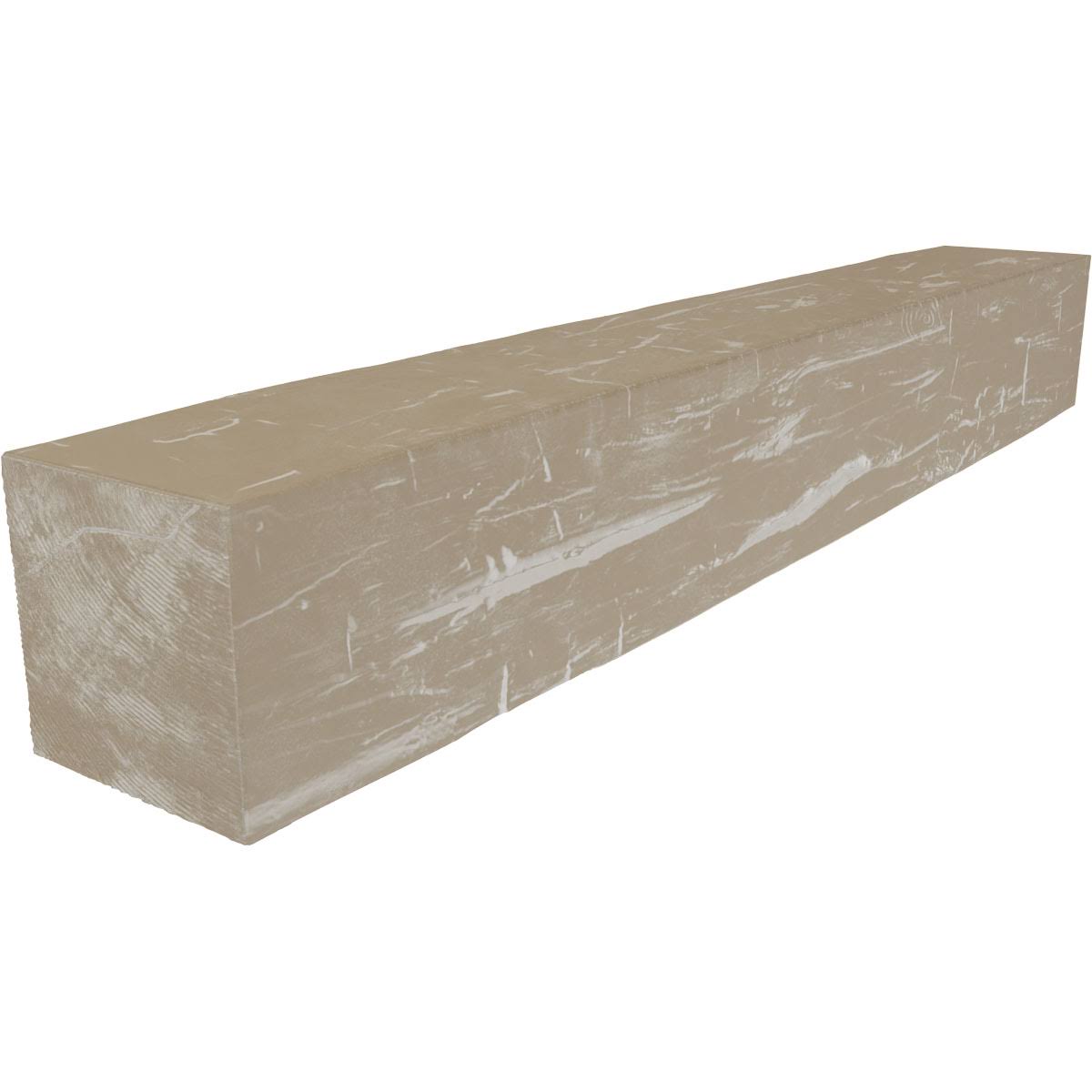 Ekena Millwork MANUHH08X10X48WH 8x22H x 10x22D x 48x22W Hand Hewn Faux Wood Fireplace Mantel, White Washed