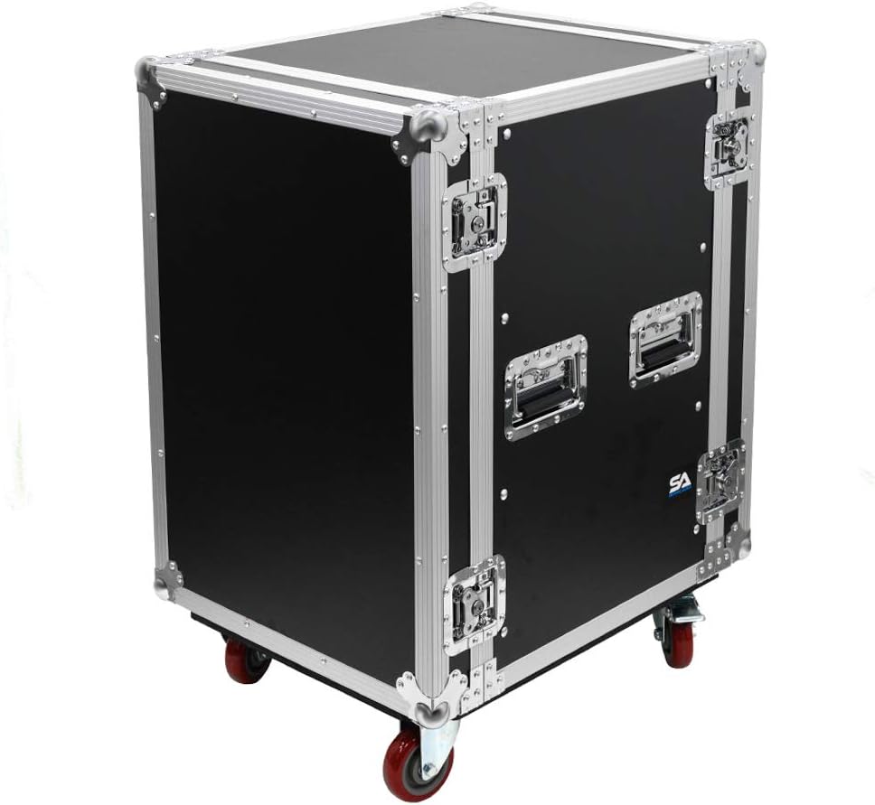 Seismic Audio - SA-PTR-16UC - 16 Space Pro Audio DJ Road Rack Case with Casters - 16U Pro Tour Grade Rack