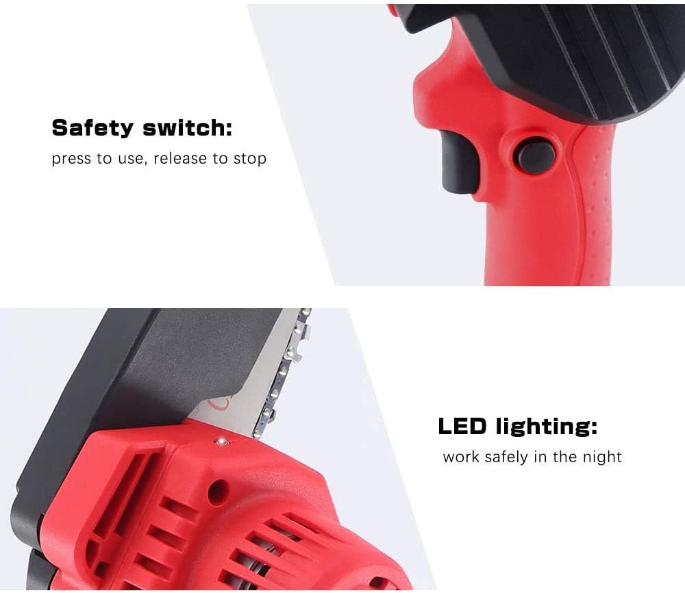 HOPELIGHT 4 Inch Mini Chainsaw with Brushless Motor, Hand Chainsaw with 24V Rechargeable Battery, Pruning Shears Chainsaw for Tree Branch Wood Cutting Pack of 2