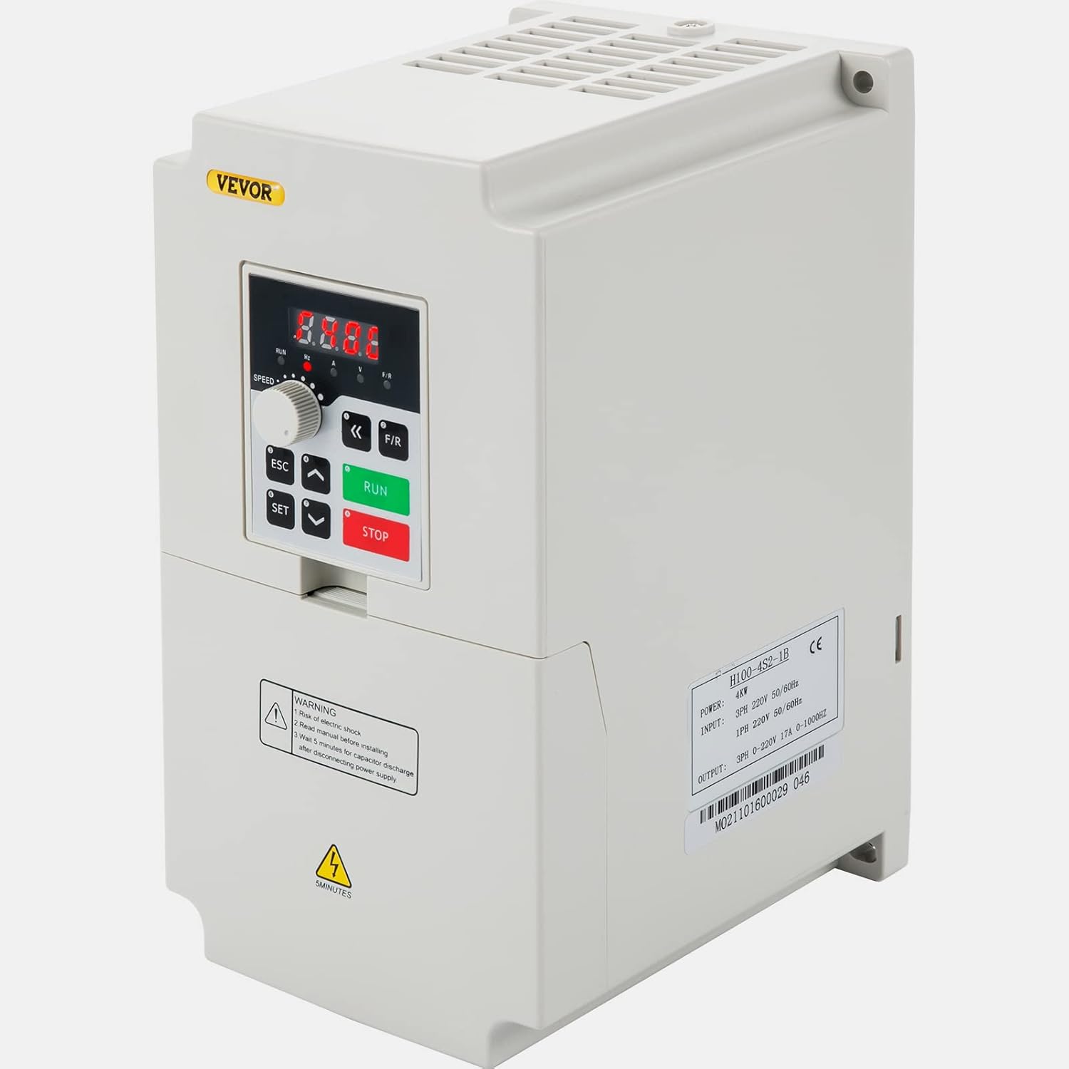 VEVOR VFD 4KW 220V 5.5HP, 1 or 3 Phase Input, 3 Phase Output Variable Frequency Drive, AC 17A 0~1000HZ CNC Motor Inverter Converter for Motor Speed (RS485)