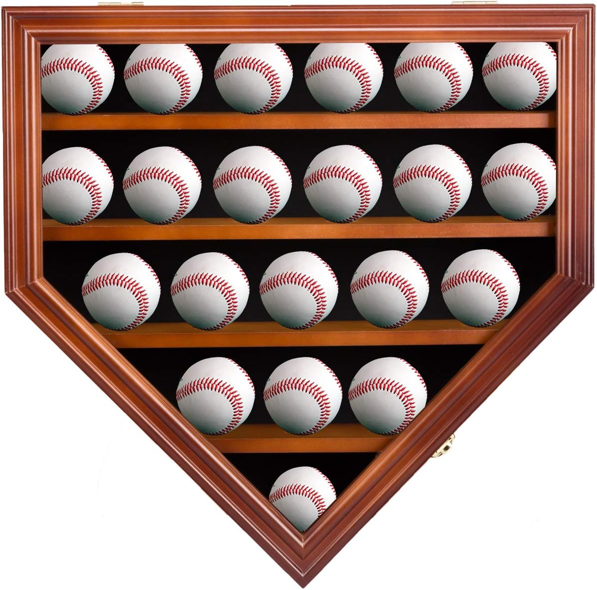 KINTNESS 21 Baseball Ball Display Case Cabinet Holder Wall Rack w/UV Protection Lockable