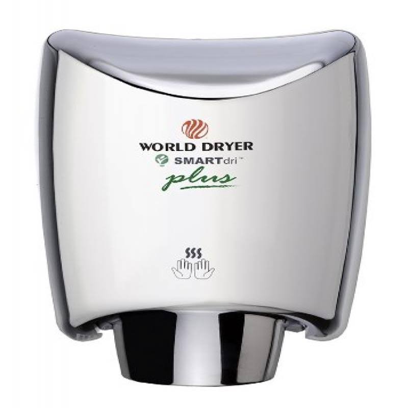 World Dryer K4-972P SMARTdri Plus Hand Dryer Polished (Bright) Stainless Steel Automatic Surface-mounted (208V-240V)